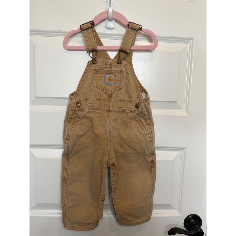 3.Carhartt Kids 24M Brown Duck Canvas Bib Overalls V1R01 BRN Regular Fit